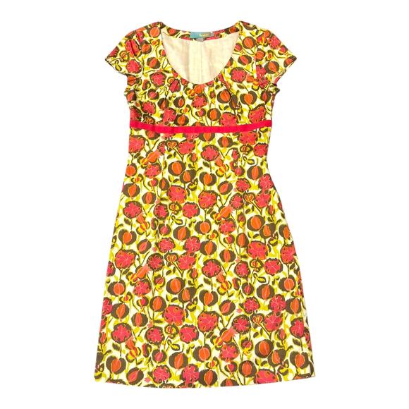 Boden Floral Multi Color Green Brown Pink Orange Dress 6 - Picture 1 of 3